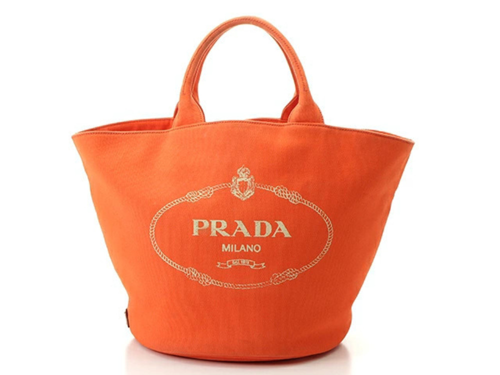 Prada Bag Handbag Canapa Orange Canvas